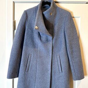 Kenneth Cole Light Blue Wool Boucle Coat